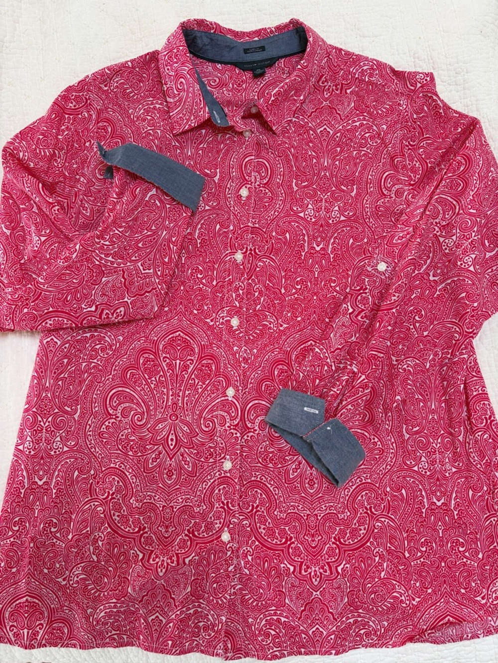 Tommy Hilfiger Red Paisley Button-Up Shirt